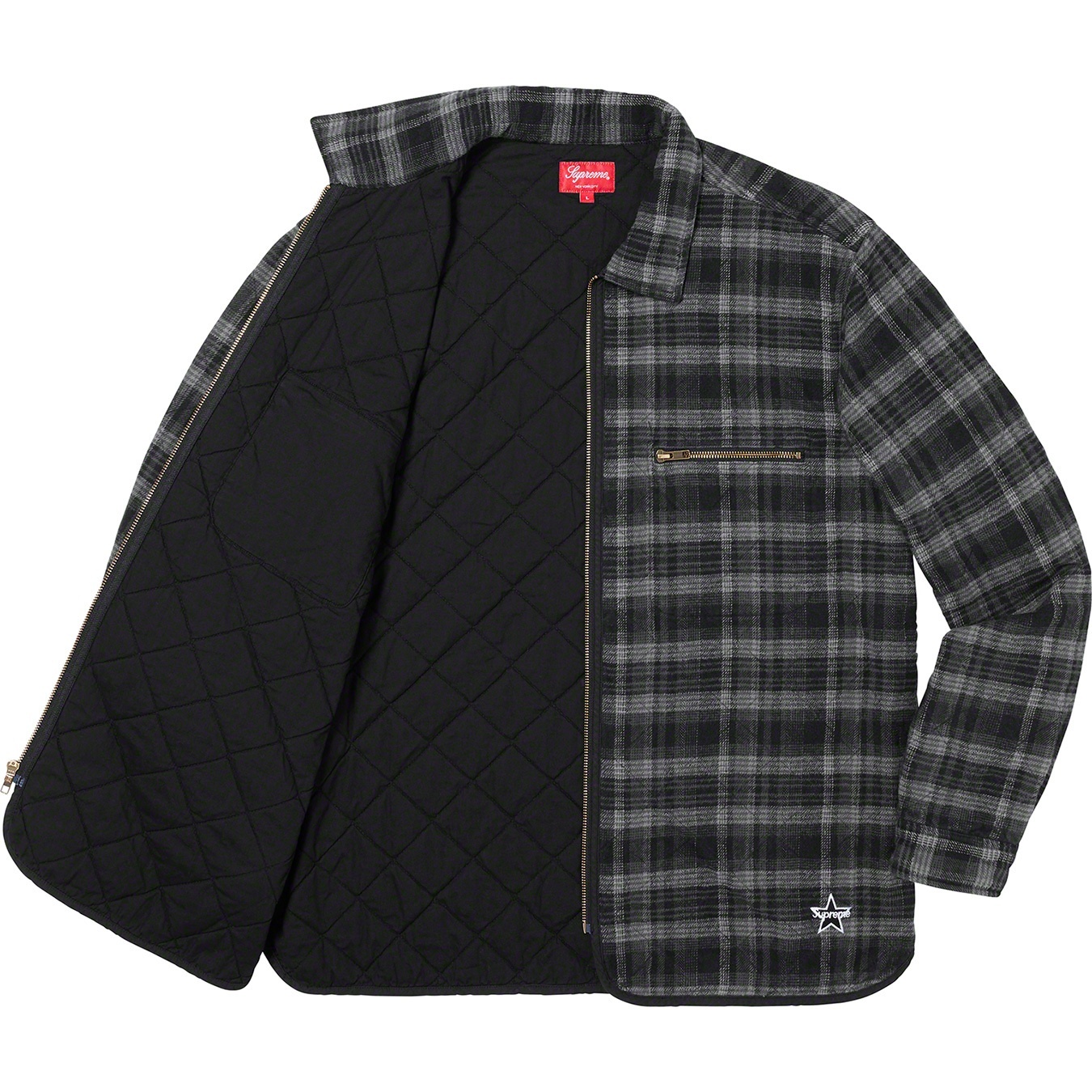 Quilted Plaid Zip Up Shirt view 6